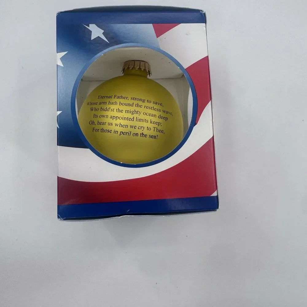 CHRISTMAS ORNAMENT  Krebs 3.25 US Navy Gold with Emblem & Navy Hymn Bulb Vintage